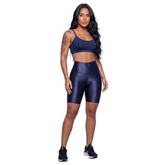 Conjunto Feminina Fitness Top Alça Fina e Bermuda New Zig Vekyo Roupa De Academia Musculação - Foto 1