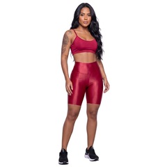 Conjunto Feminina Fitness Top Alça Fina e Bermuda New Zig Vekyo Roupa De Academia Musculação - Foto 1