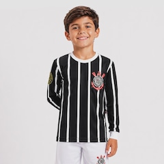 Camiseta do Corinthians Democracia Retrô Manga Longa Infantil - Foto 1