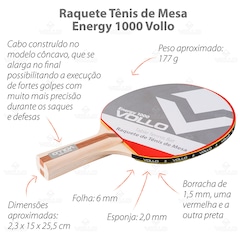Raquete de Tênis de Mesa Ping Pong Energy 1000 Vollo - Foto 6
