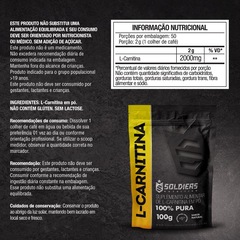 L-Carnitina 100g 100% Puro Importado Soldiers Nutritions - Foto 7