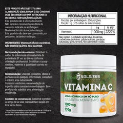 Vitamina C em Pó - Ácido Ascórbico 250g - 100% Puro Importado - Soldiers Nutrition - Foto 7