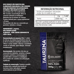 L-Taurina 500g 100% Pura Importada Soldiers Nutrition - Foto 7