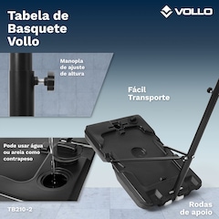 Tabela de Basquete Portátil Ajustável até 2,10m Aro 38cm Vollo - Foto 5