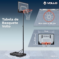 Tabela de Basquete Portátil Ajustável até 2,10m Aro 38cm Vollo - Foto 6