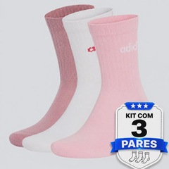 Kit 3 Pares de Meia Cano Alto adidas Crew Feminina - Foto 7