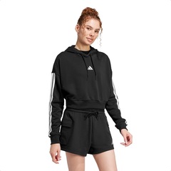 Blusão Moletom adidas Essentials French Terry Crop 3 Listras - Feminina - Foto 3