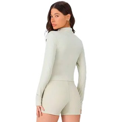 Jaqueta Alto Giro Ajustada Com Bolso Feminina - Foto 2