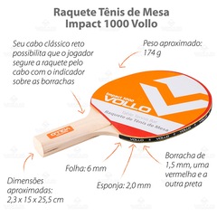Raquete de Tênis de Mesa Ping Pong Impact 1000 Vollo - Foto 6