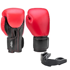 Kit Luva de Boxe 10OZ Vermelho + Protetor Bucal MMA Luta Vollo - Foto 1