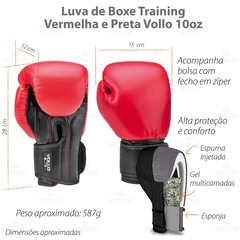 Kit Boxe Luva 10Oz + Protetor Bucal + Bandagem Vollo - Foto 3