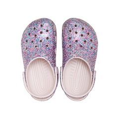 Sandália Crocs Classic Dazzle Glitter Clog K Cocoa Cream Infantil - Foto 4