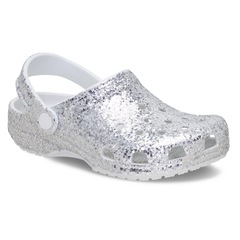Sandália Crocs Classic Dazzle Glitter Clog K Silver Infantil - Foto 2