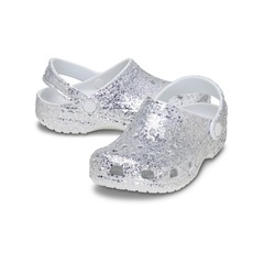 Sandália Crocs Classic Dazzle Glitter Clog K Silver Infantil - Foto 3