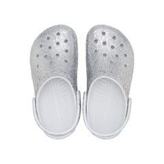 Sandália Crocs Classic Dazzle Glitter Clog K Silver Infantil - Foto 4
