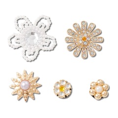 Jibbitz™ Crocs Flores Com Pedras Elevada Pack com 5 Peças Único - Unissex - Foto 1