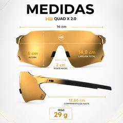 Óculos de Sol esportivo HB Quad X 2.0 Gold Chrome espelhado - Foto 6