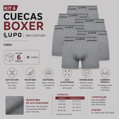 Kit 6 Cuecas Boxer Lupo Sem Costura Adulto - Foto 2