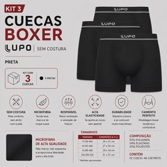 Kit 3 Cuecas Boxer Lupo Microfibra Sem Costura Adulto - Foto 2
