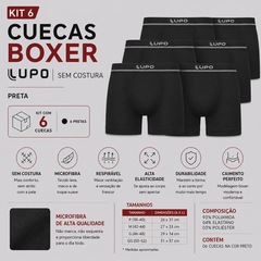 Kit 6 Cuecas Boxer Lupo Microfibra Sem Costura Adulto - Foto 2