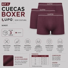 Kit 3 Cuecas Lupo Boxer Microfibra Sem Costura Adulto - Foto 2
