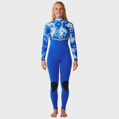 Long John Rip Curl X Farm Rio E-Bomb 3/2mm Zip Free Tropical Groove Importado - Feminino - Foto 2