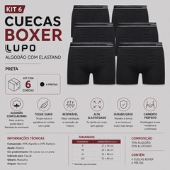 Kit 6 Cuecas Lupo Boxer com Elastano Adulto - Foto 2