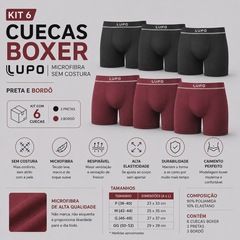 Kit 6 Cuecas Boxer Lupo Microfibra Sem Costura Adulto - Foto 2
