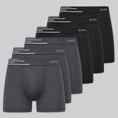 Kit 6 Cuecas Boxer Lupo Microfibra Sem Costura Adulto - Foto 1