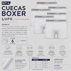 Kit 6 Cuecas Boxer Lupo Basic com Elastano Adulto - Foto 2