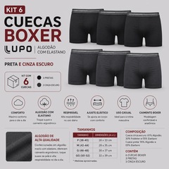 Kit 6 Cuecas Lupo Boxer com Elastano Adulto - Foto 2