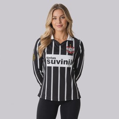 Camisa do Corinthians Retrô Suvinil Manga Longa Feminina - Foto 1