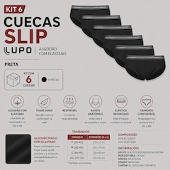 Kit Cueca Slip Lupo Algodão com Elastano Masculino - 6 Unidades - Foto 2