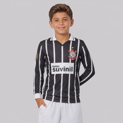 Camisa Corinthians Retrô Suvinil Manga Longa Infantil - Foto 1