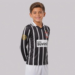 Camisa Corinthians Retrô Suvinil Manga Longa Infantil - Foto 2