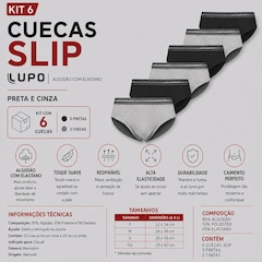 Kit Cueca Lupo Slip Algodão Com Elastano - Masculino - 6 Unidades - Foto 2