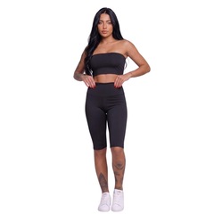 Conjunto Esportivo Top Tube Faixa e Bermudão Vekyo Feminino - Foto 1