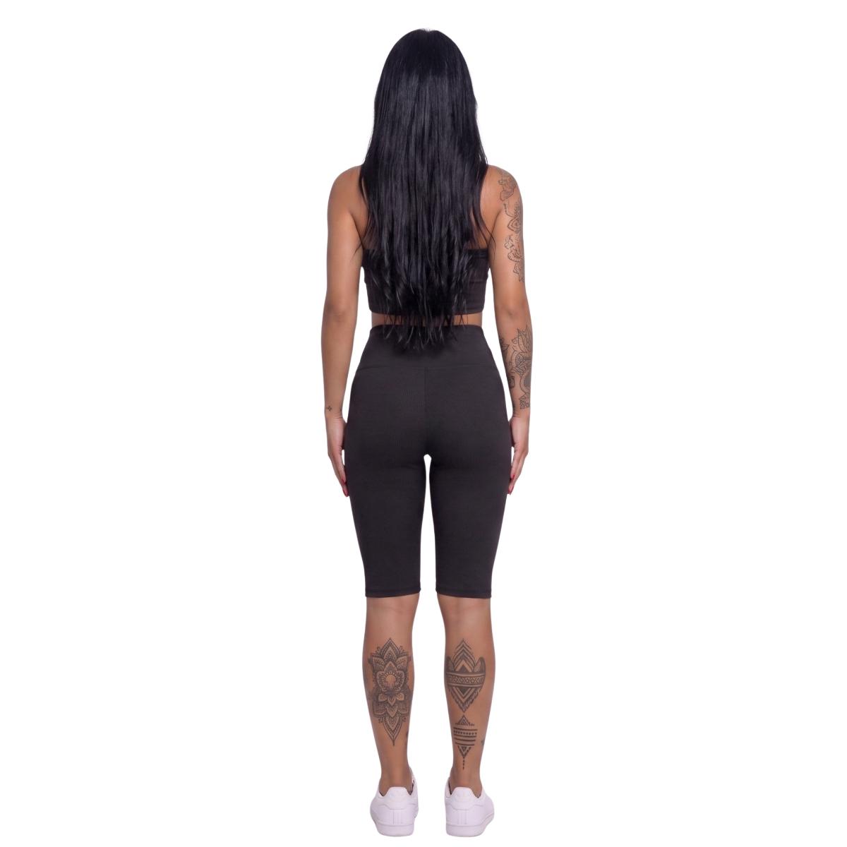 Conjunto Esportivo Top Tube Faixa e Bermudão Vekyo Feminino - Foto 3