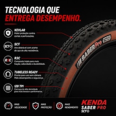 Pneu Aro 29 x 2.20 Bike MTB Kenda Saber Pro Tubeless 120 Tpi - Foto 2