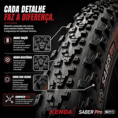 Pneu Aro 29 x 2.20 Bike MTB Kenda Saber Pro Tubeless 120 Tpi - Foto 4
