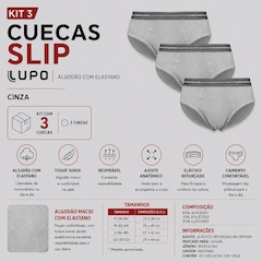 Kit Cueca Slip Lupo Algodão com Elastano - 3 Unidades - Foto 2