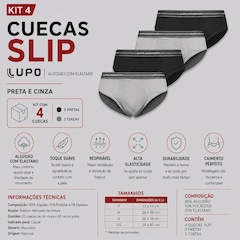 Kit Cueca Slip Lupo Algodão Com Elastano - 4 Unidades - Foto 2