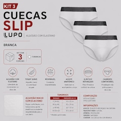 Kit Cueca Lupo Slip Algodão com Elastano - 3 Unidades - Foto 2