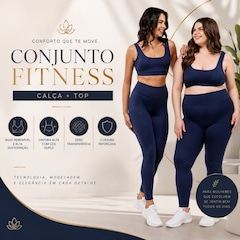 Conjunto Fitness Top com Bojo + Calça Legging de Compressão Dellas Fit -  Feminino - Foto 7