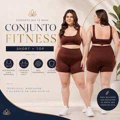 Conjunto Fitness Top com Bojo + Short Legging de Compressão Dellas Fit - Feminino - Foto 5