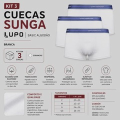Kit Cueca Sunga Lupo Basic Algodão com Elastano Masculino - 3 Unidades - Foto 2