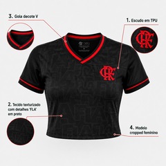 Cropped do Flamengo Victory Black Betel - Feminino - Foto 4