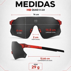 Óculos de Sol Unissex Esportivo HB Quad X 2.0 - Foto 6