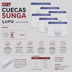 Kit 6 Cuecas Sunga Lupo Basic Algodão com Elastano Adulto - Foto 2