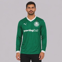 Camisa do Palmeiras I 25/26 Manga Longa com Patrocínio 9 Vitor Roque Puma Masculina - Foto 2